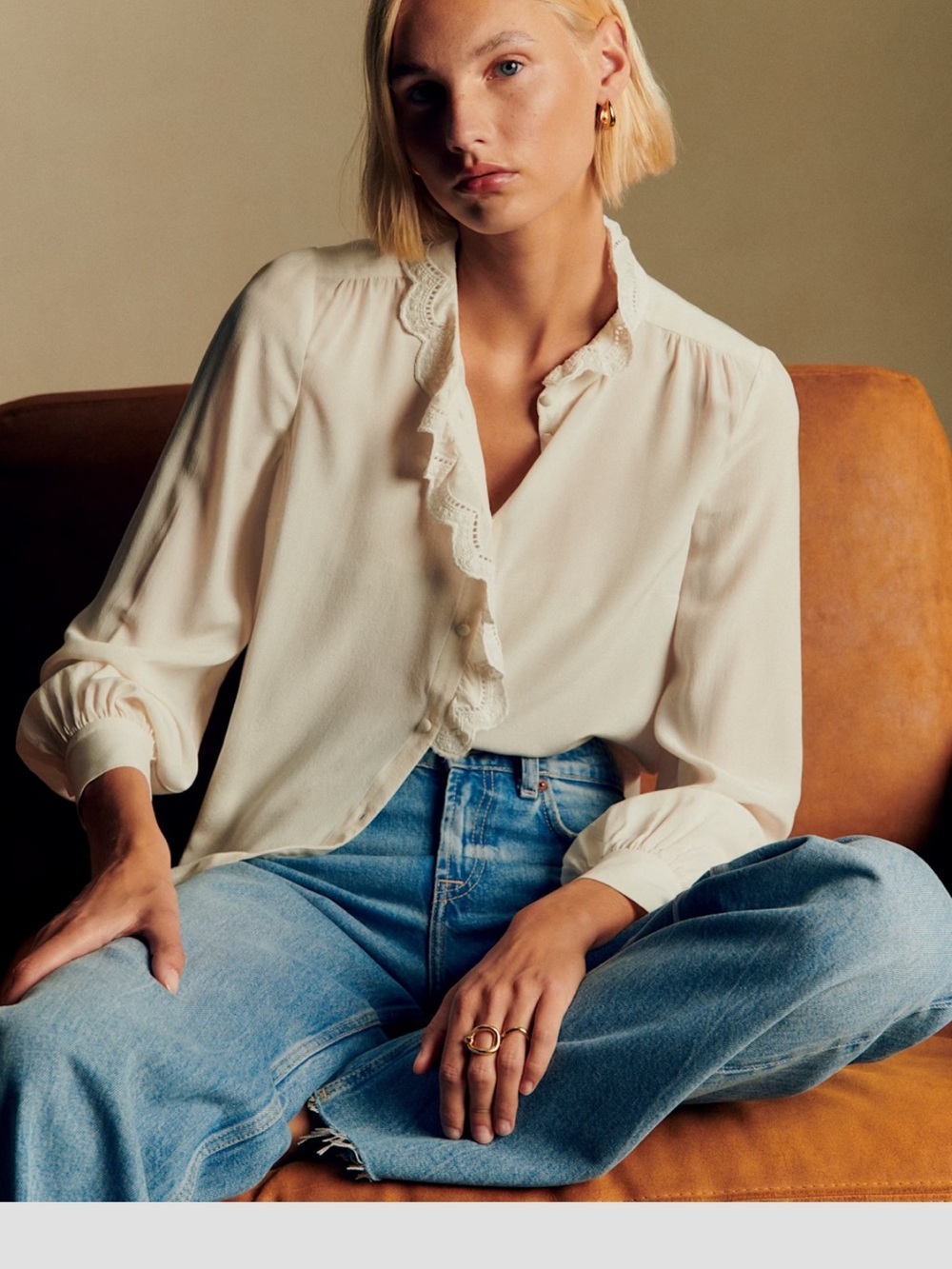 Sezane chlo shirt ecru 40